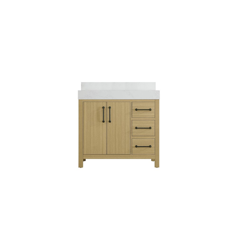 36 inch Single Bathroom Vanity In Honey Brown with backsplash