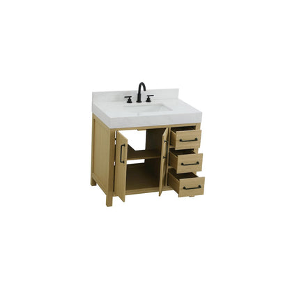 36 inch Single Bathroom Vanity In Honey Brown with backsplash