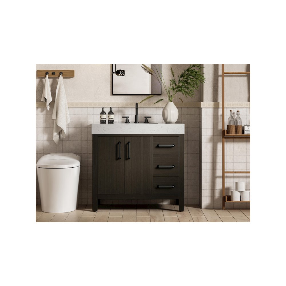 36 inch Single Bathroom Vanity In Mocha Brown
