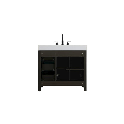 36 inch Single Bathroom Vanity In Mocha Brown