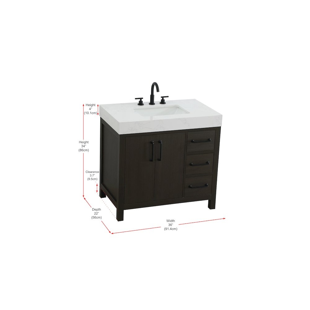 36 inch Single Bathroom Vanity In Mocha Brown