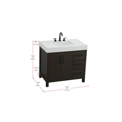 36 inch Single Bathroom Vanity In Mocha Brown