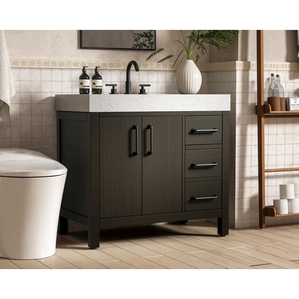 36 inch Single Bathroom Vanity In Mocha Brown
