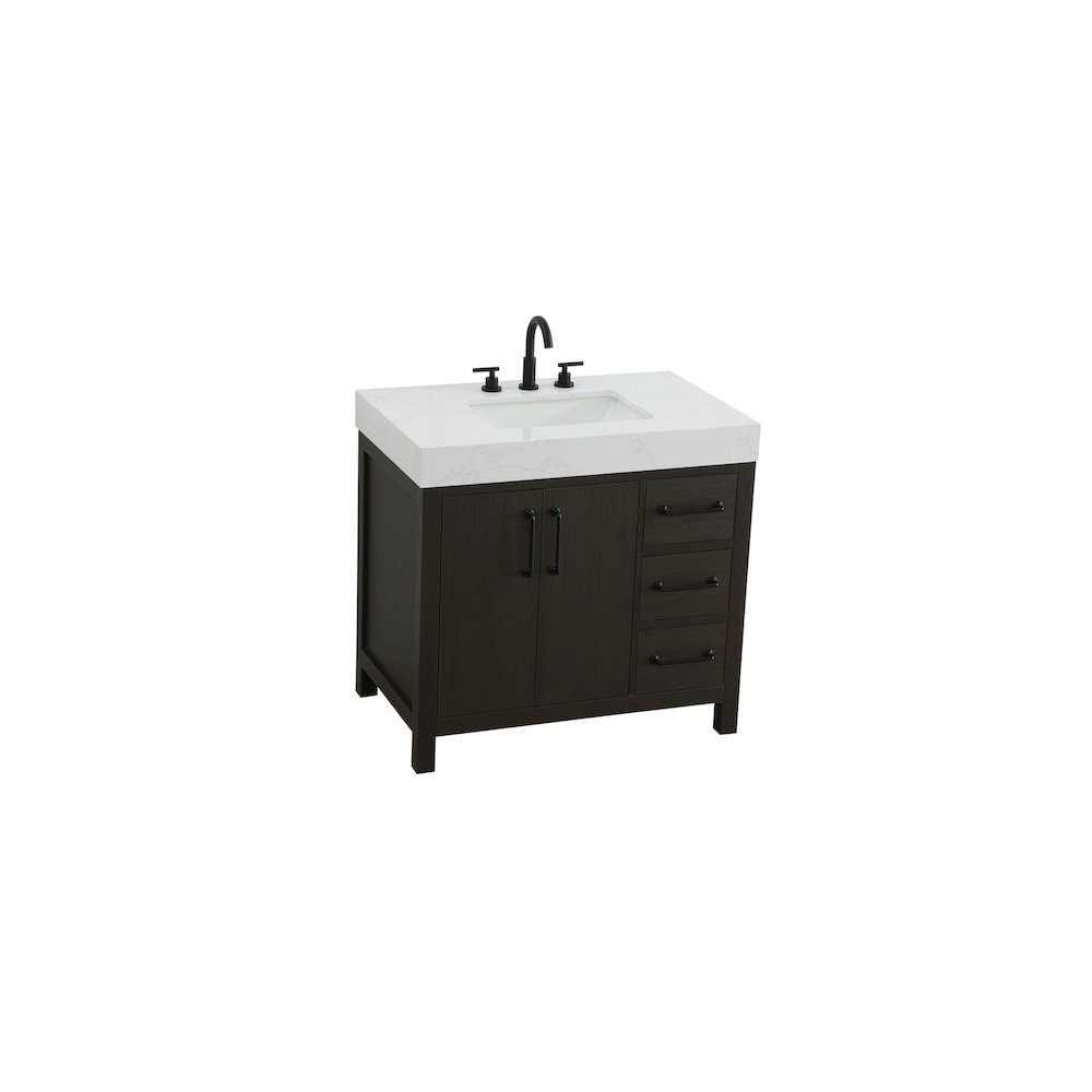 36 inch Single Bathroom Vanity In Mocha Brown