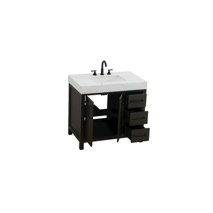 36 inch Single Bathroom Vanity In Mocha Brown