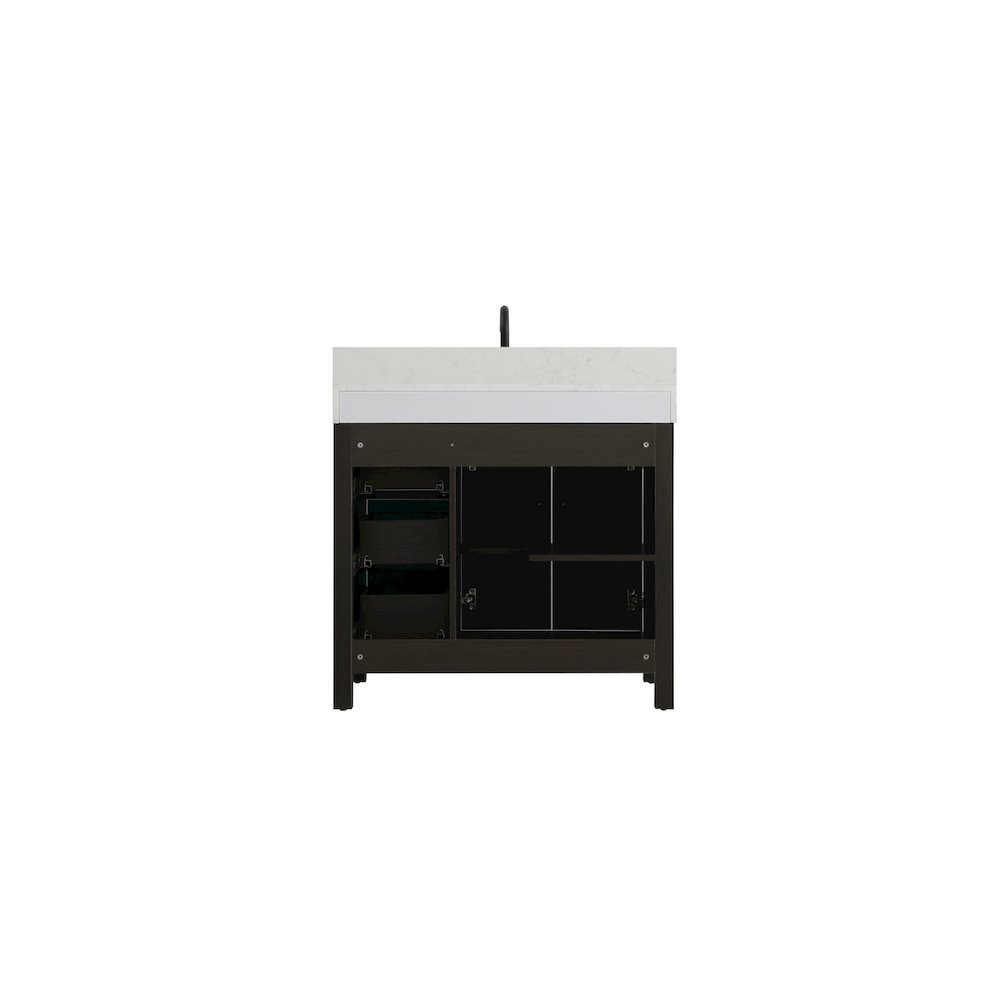 36 inch Single Bathroom Vanity In Mocha Brown with backsplash