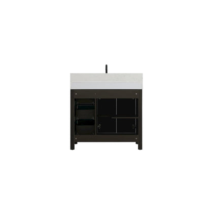 36 inch Single Bathroom Vanity In Mocha Brown with backsplash