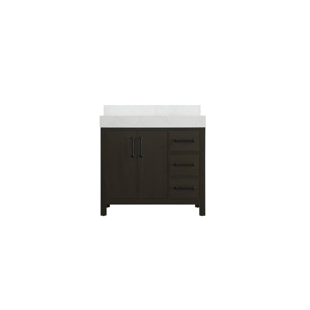 36 inch Single Bathroom Vanity In Mocha Brown with backsplash