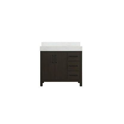36 inch Single Bathroom Vanity In Mocha Brown with backsplash