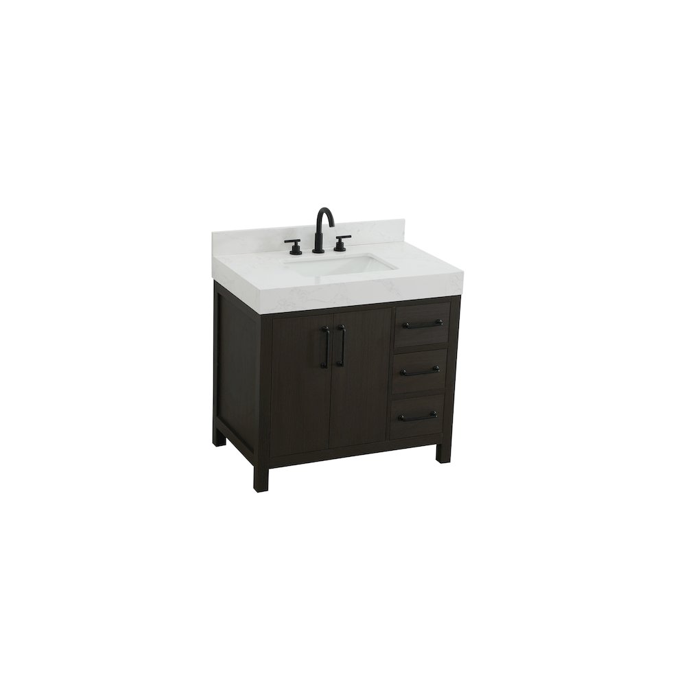 36 inch Single Bathroom Vanity In Mocha Brown with backsplash