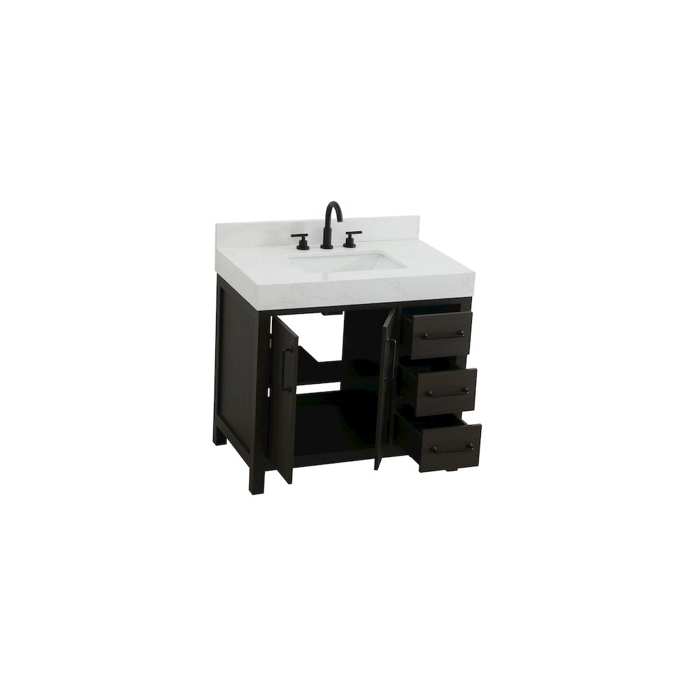 36 inch Single Bathroom Vanity In Mocha Brown with backsplash