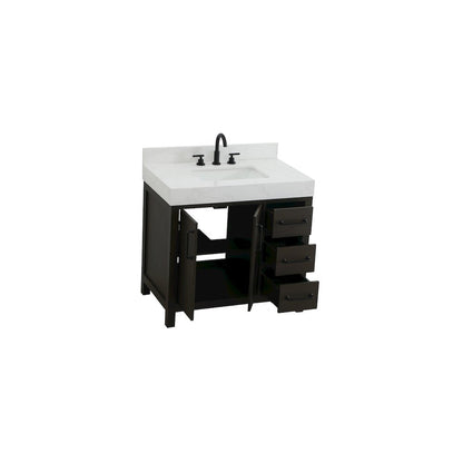 36 inch Single Bathroom Vanity In Mocha Brown with backsplash