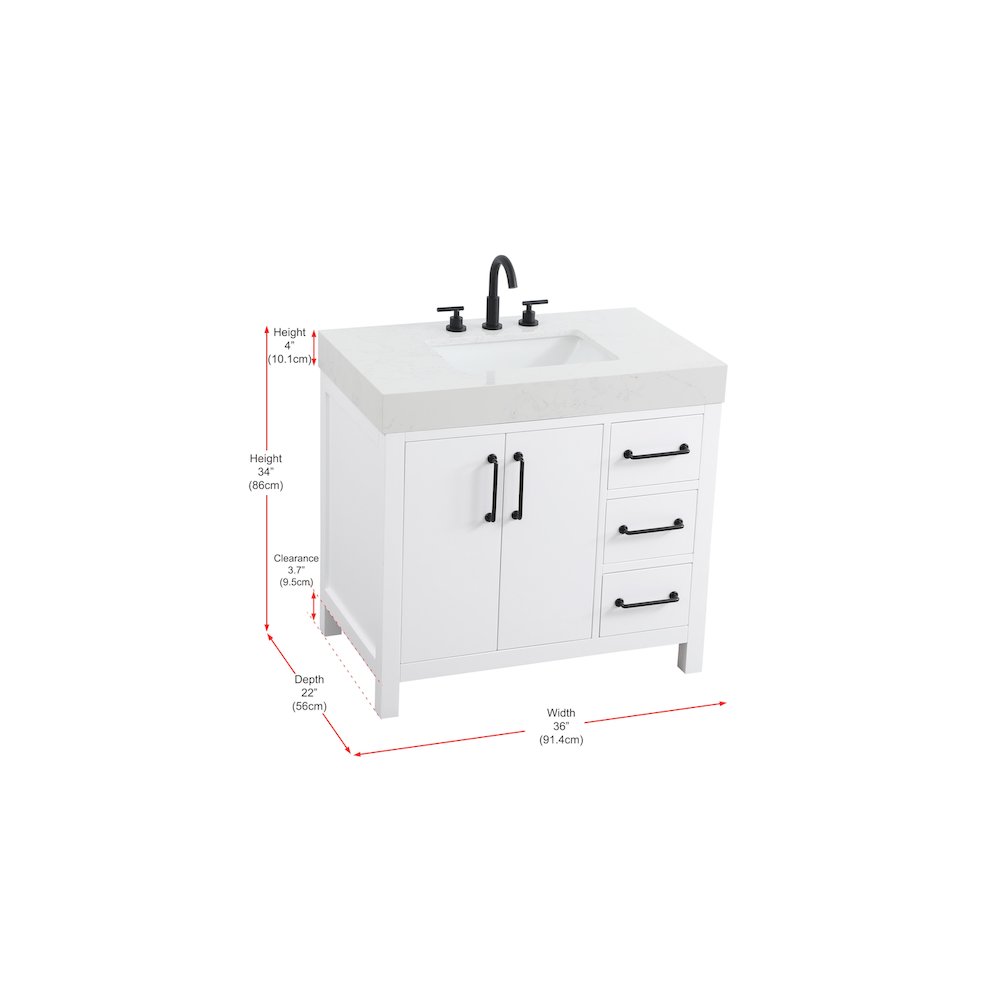 36 inch Single Bathroom Vanity In White