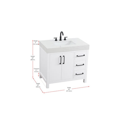 36 inch Single Bathroom Vanity In White