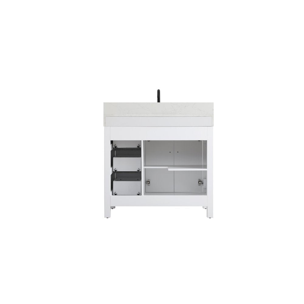 36 inch Single Bathroom Vanity In White with backsplash