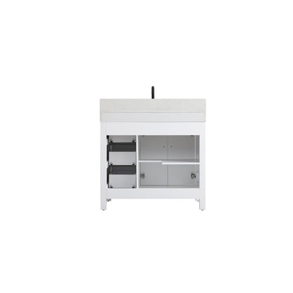 36 inch Single Bathroom Vanity In White with backsplash
