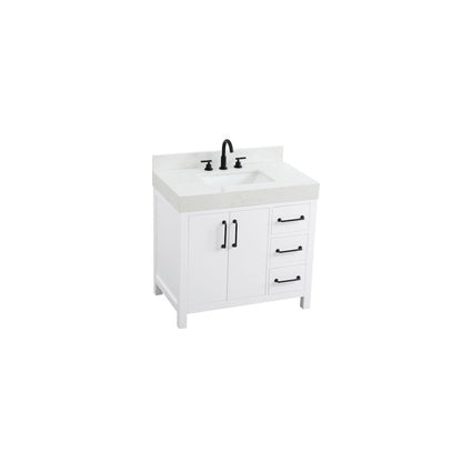 36 inch Single Bathroom Vanity In White with backsplash