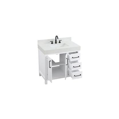 36 inch Single Bathroom Vanity In White with backsplash