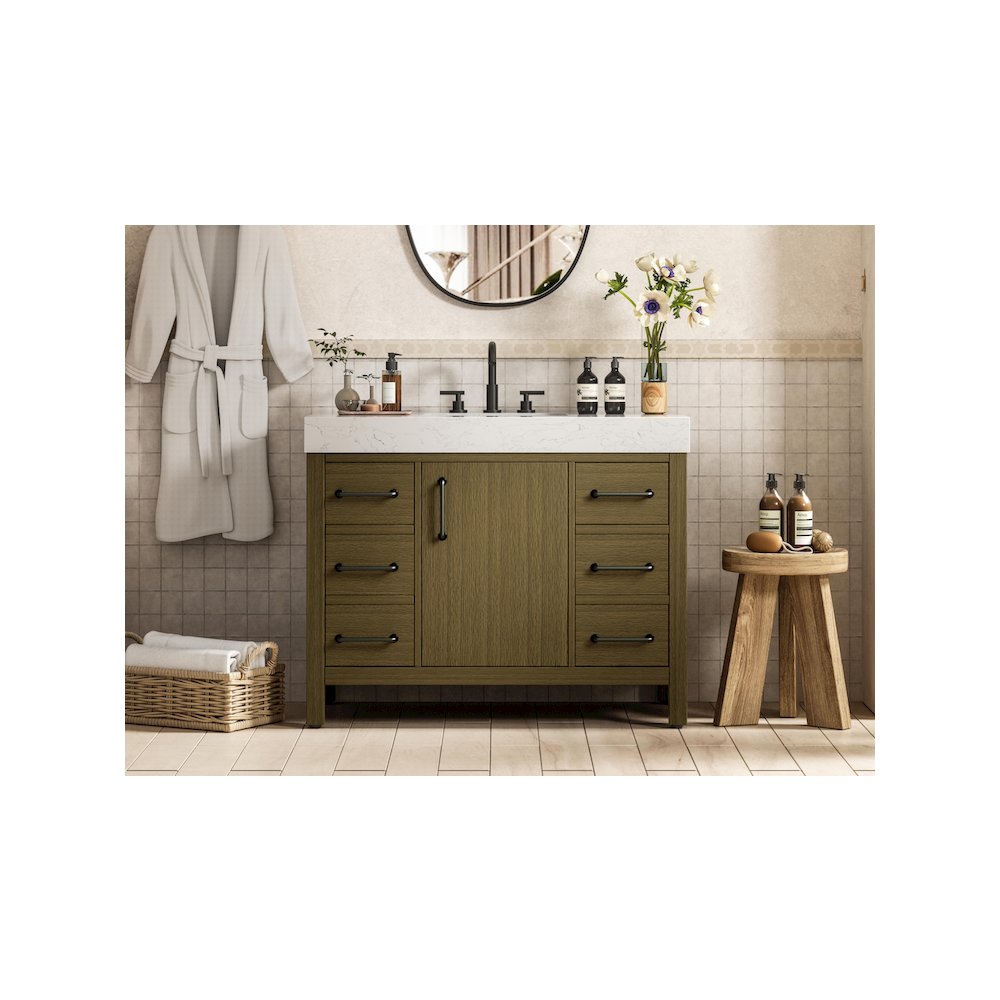 42 inch Single Bathroom Vanity In Chestnut Brown