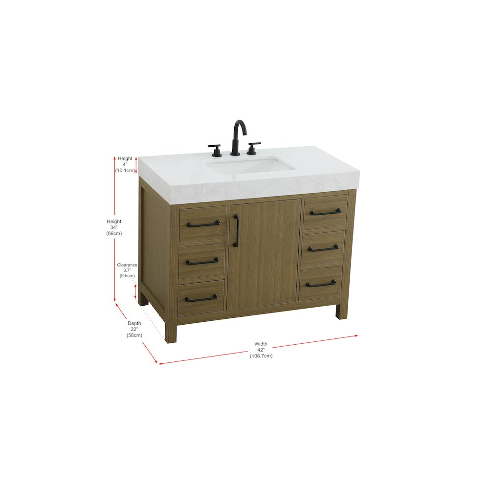 42 inch Single Bathroom Vanity In Chestnut Brown
