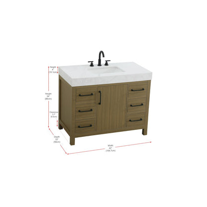 42 inch Single Bathroom Vanity In Chestnut Brown
