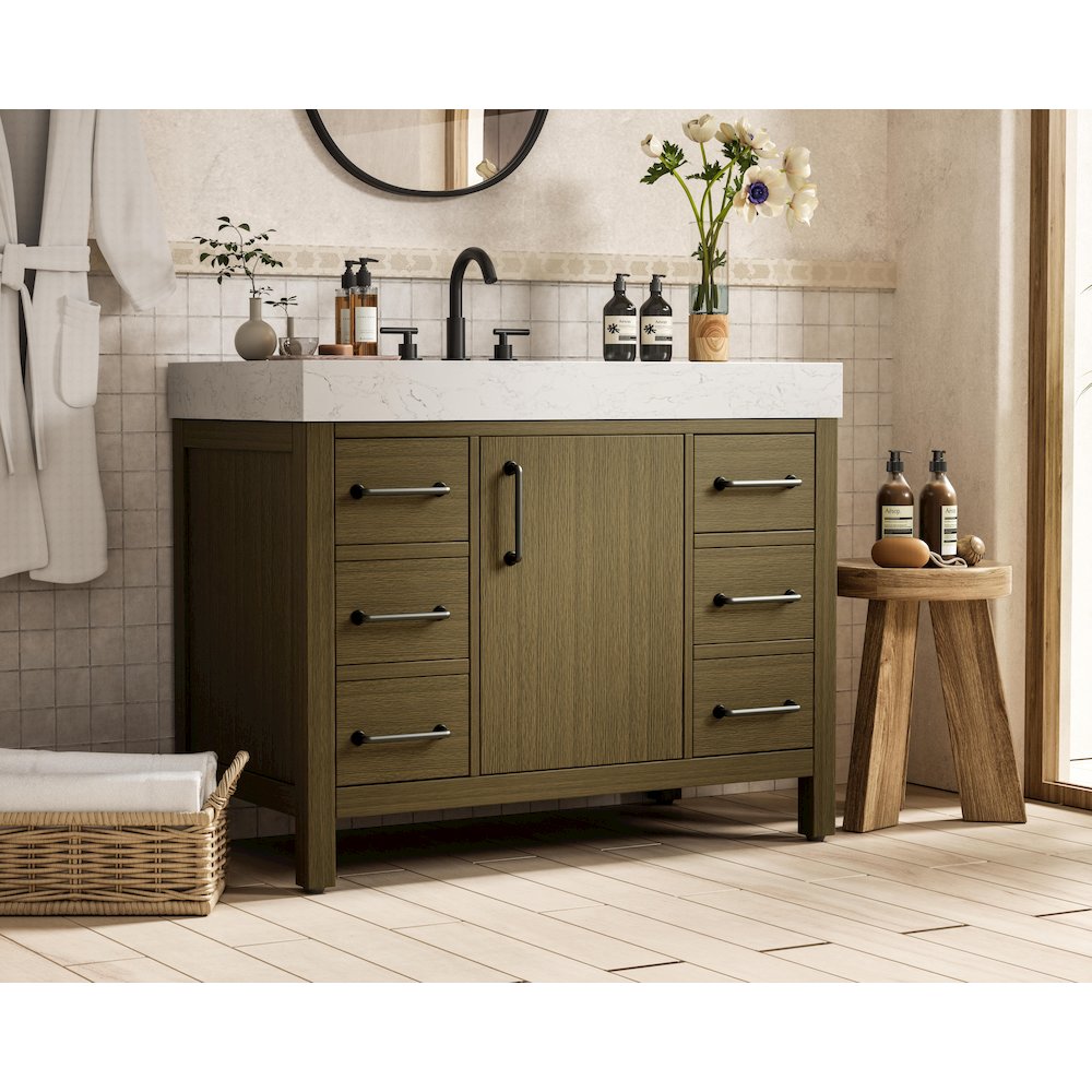 42 inch Single Bathroom Vanity In Chestnut Brown