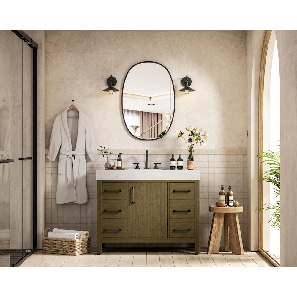 42 inch Single Bathroom Vanity In Chestnut Brown