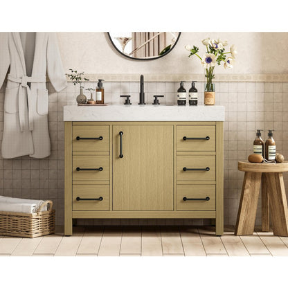 42 inch Single Bathroom Vanity In Honey Brown