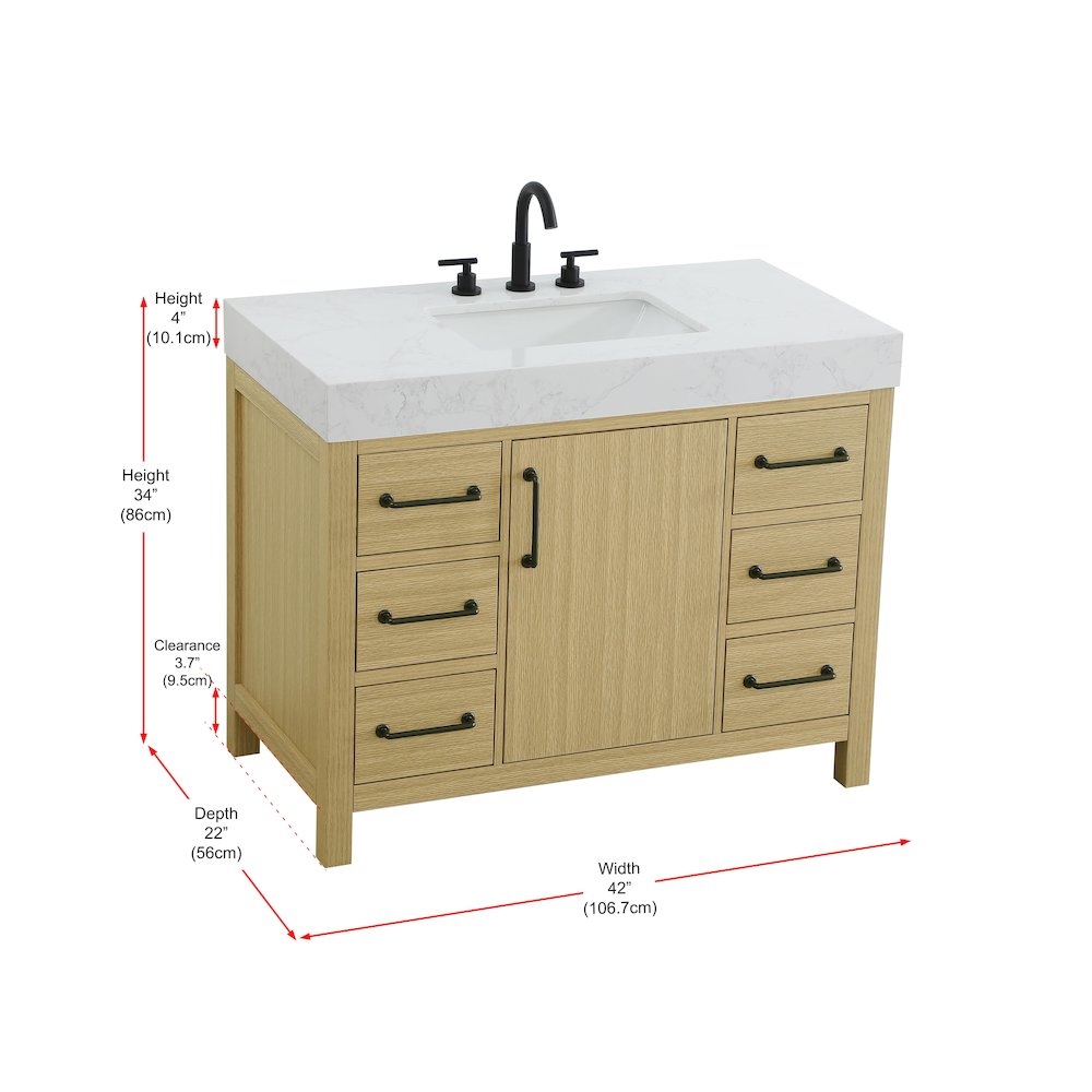 42 inch Single Bathroom Vanity In Honey Brown