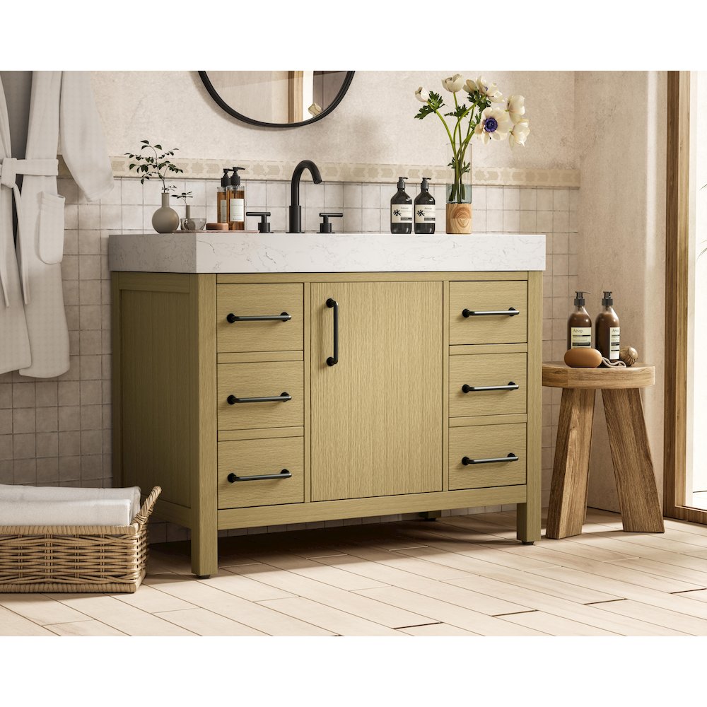 42 inch Single Bathroom Vanity In Honey Brown