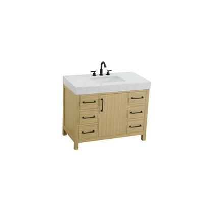 42 inch Single Bathroom Vanity In Honey Brown