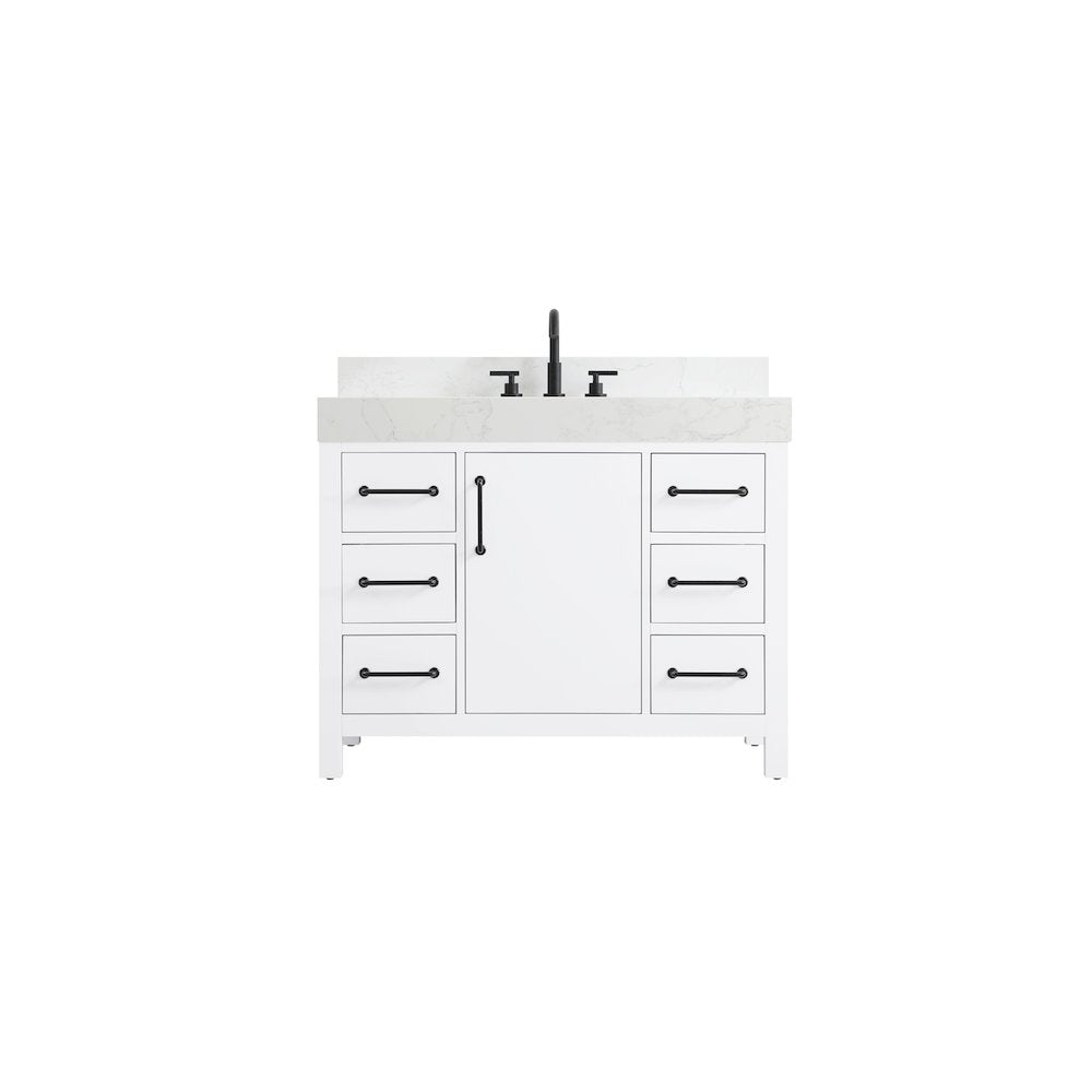 42 inch Single Bathroom Vanity In White with backsplash