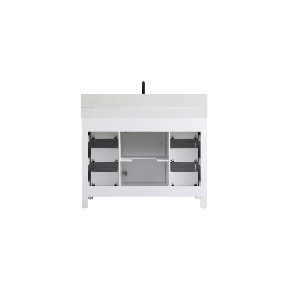 42 inch Single Bathroom Vanity In White with backsplash
