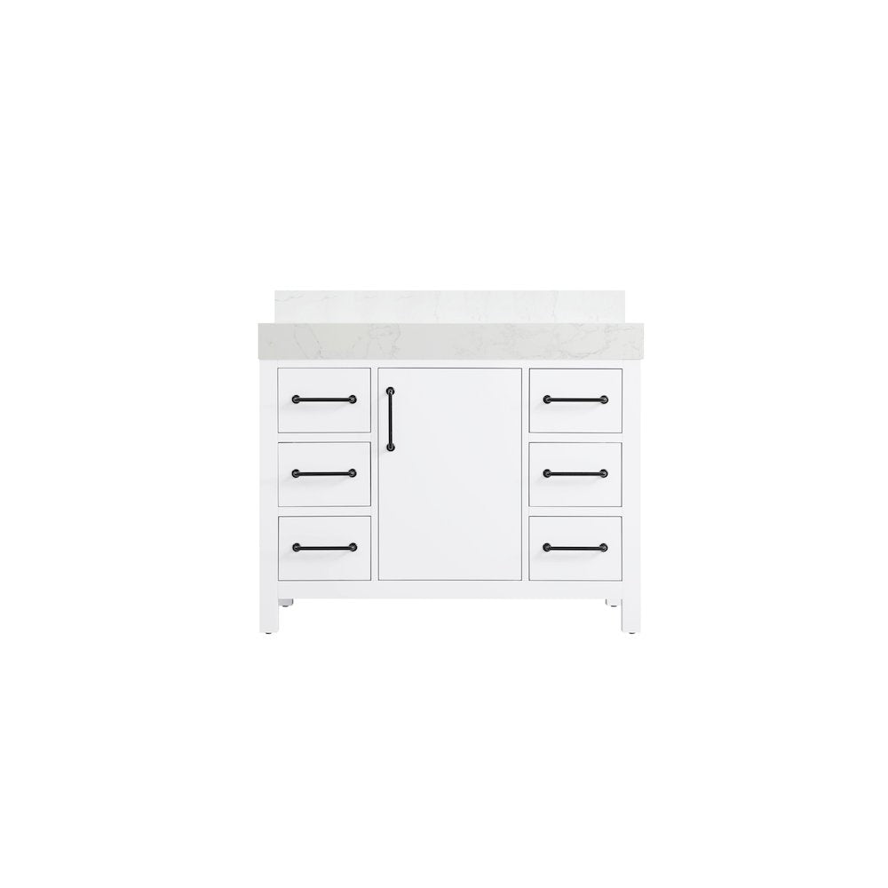 42 inch Single Bathroom Vanity In White with backsplash