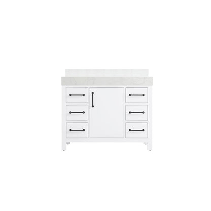 42 inch Single Bathroom Vanity In White with backsplash