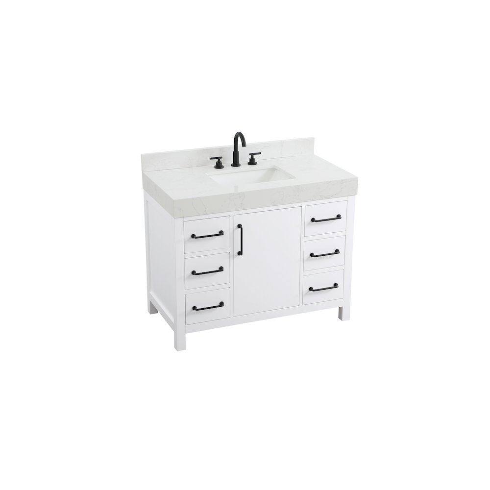 42 inch Single Bathroom Vanity In White with backsplash