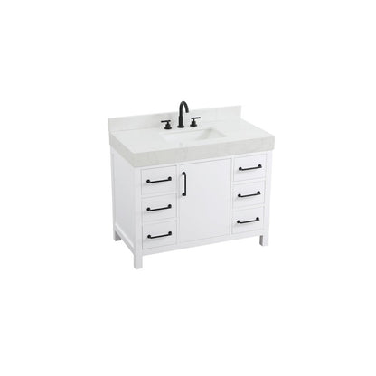 42 inch Single Bathroom Vanity In White with backsplash