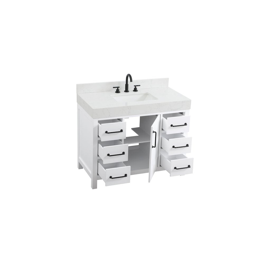 42 inch Single Bathroom Vanity In White with backsplash