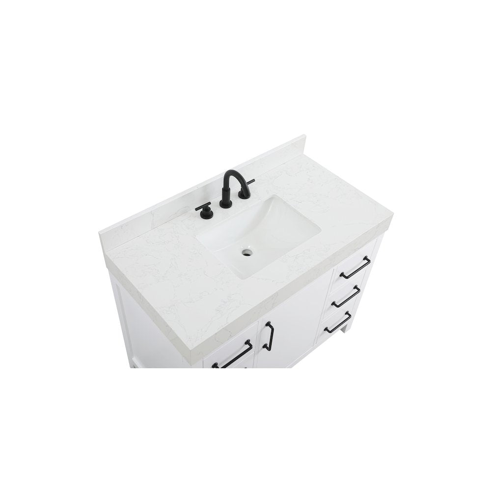 42 inch Single Bathroom Vanity In White with backsplash