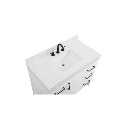 42 inch Single Bathroom Vanity In White with backsplash