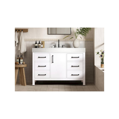 48 inch Single Bathroom Vanity In White with backsplash