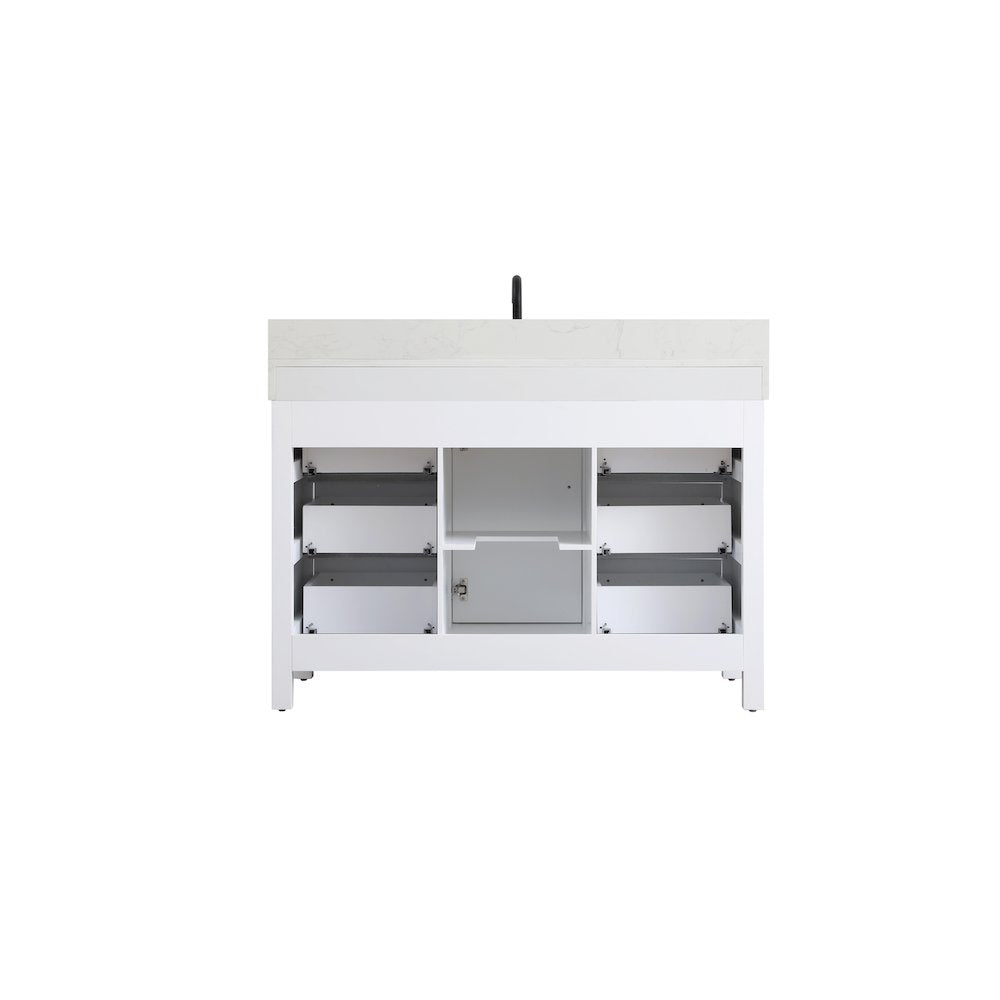 48 inch Single Bathroom Vanity In White with backsplash