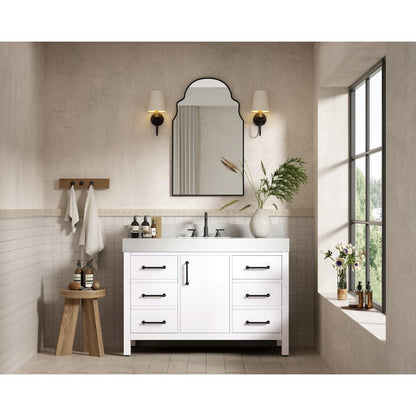 48 inch Single Bathroom Vanity In White with backsplash