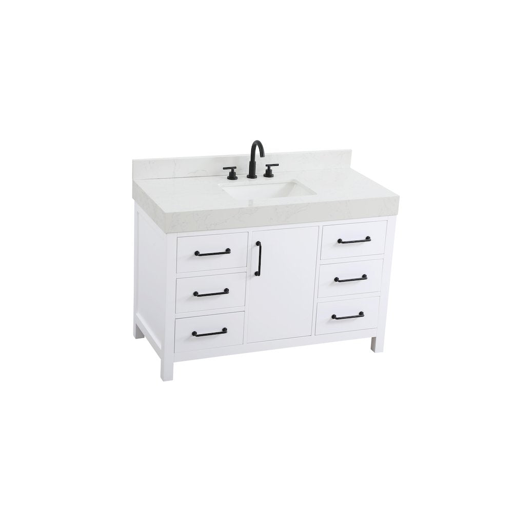 48 inch Single Bathroom Vanity In White with backsplash