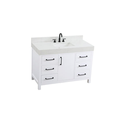 48 inch Single Bathroom Vanity In White with backsplash