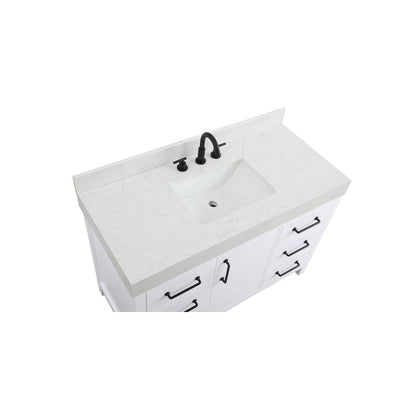 48 inch Single Bathroom Vanity In White with backsplash