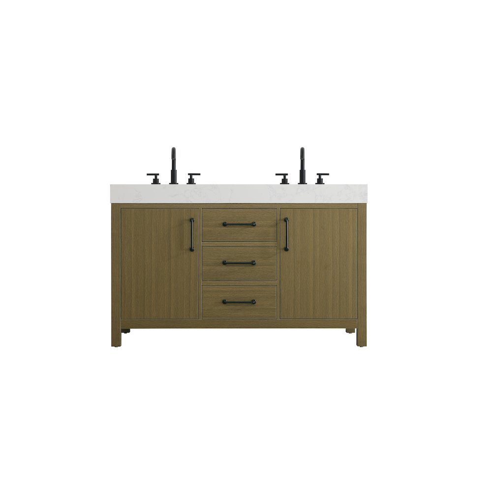54 inch Double Bathroom Vanity In Chestnut Brown