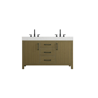54 inch Double Bathroom Vanity In Chestnut Brown