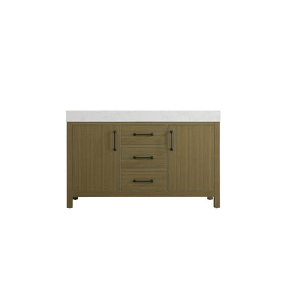 54 inch Double Bathroom Vanity In Chestnut Brown