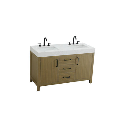 54 inch Double Bathroom Vanity In Chestnut Brown